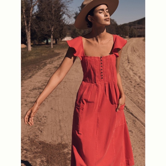 Anthropologie Dresses & Skirts - Anthropologie Flutter Sleeve Midi Dress Sz L